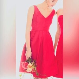 J. Crew Women's 2 Kami Coral Sunset Pleated Knee Length Bridesmaid Formal‎ Dress